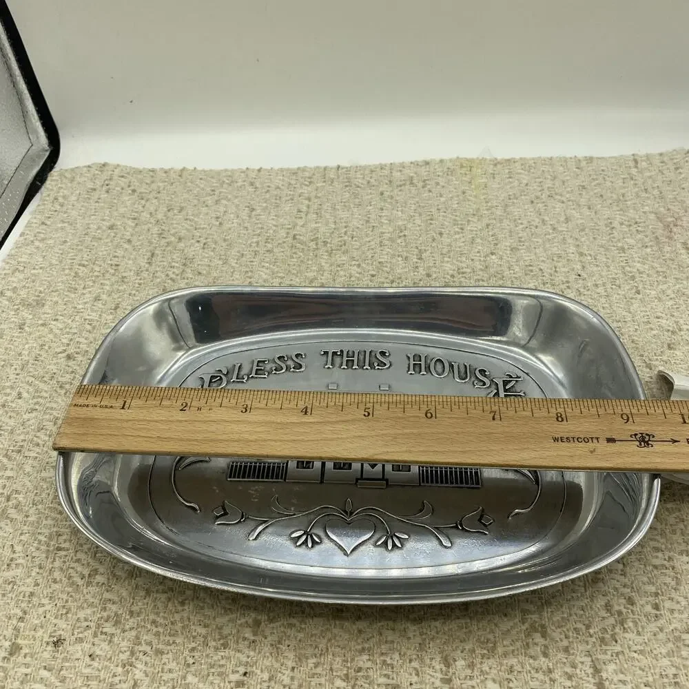 VTG Wilton Armetale “Bless This House” Pewter Serving Bread Tray Made in USA